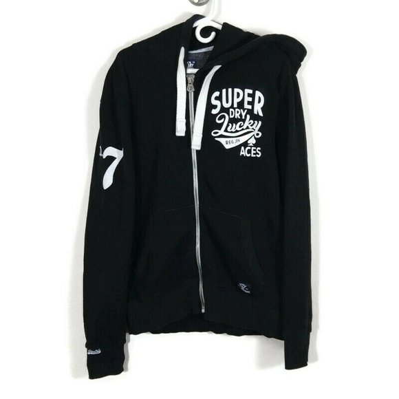 Superdry | Jackets u0026 Coats | Superdry Mens Lucky Aces Fleece Hoodie Jacket  Full Zip Black Size Xl Detail | Poshmark